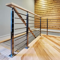 Modern stainless stair railing.