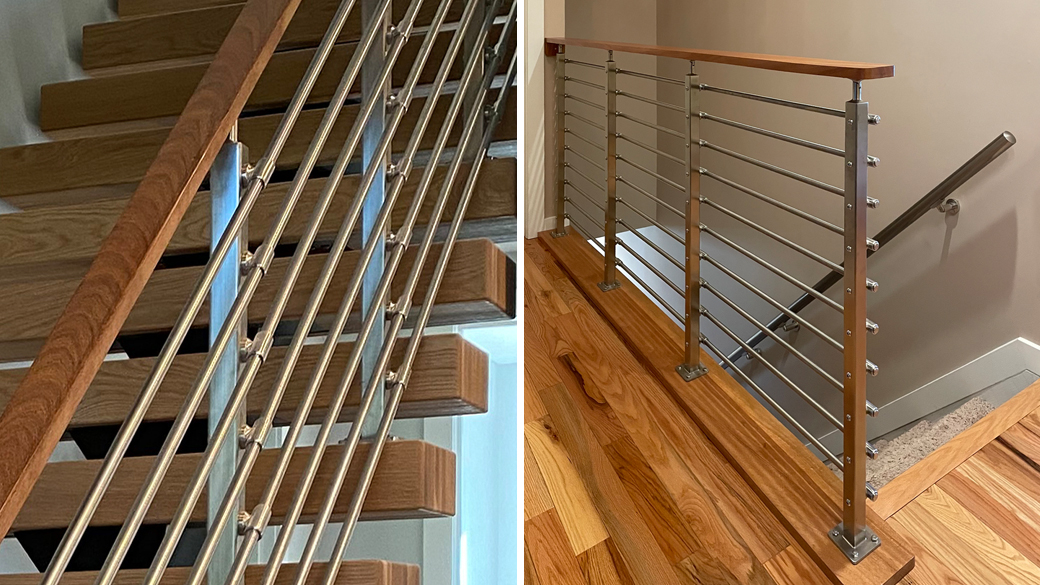  Rod railing is one of the many stainless interior stair railing ideas to consider and also looks great on balconies, decks and as a porch stair railing.