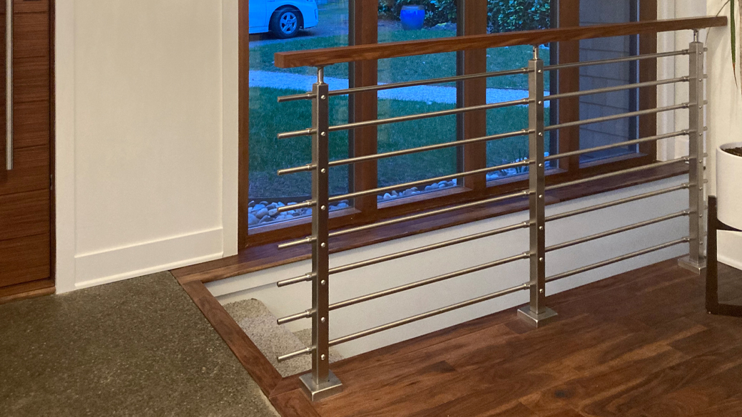 Cascadia indoor stair railing kits are popular with homeowners who want to complete the install themselves.