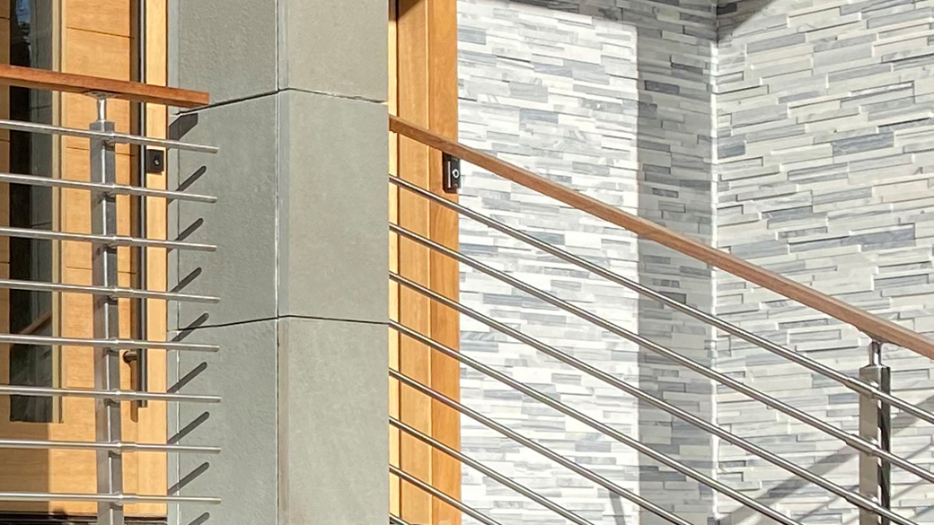 Outside step railings can be built using DIY stair railing from AGS. The kits are ICC-ES approved and built to the standard rail height so there's no need to worry about the railing height code.