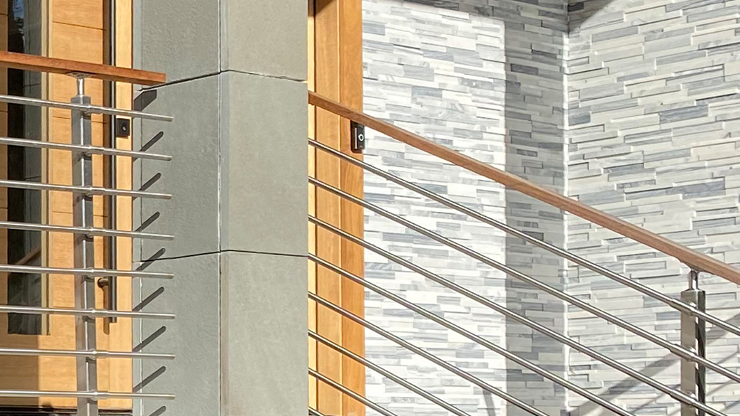 Outside step railings can be built using DIY stair railing from AGS. The kits are built to the standard rail height so there's no need to worry about the railing height code.